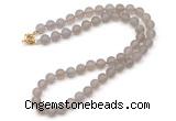 GMN7614 18 - 36 inches 8mm, 10mm matte grey agate beaded necklaces