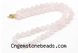 GMN7632 18 - 36 inches 8mm, 10mm matte rose quartz beaded necklaces