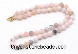 GMN7637 18 - 36 inches 8mm, 10mm matte natural pink opal beaded necklaces