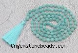 GMN773 Hand-knotted 8mm, 10mm amazonite 108 beads mala necklaces with tassel