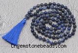 GMN774 Hand-knotted 8mm, 10mm sodalite 108 beads mala necklaces with tassel