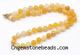 GMN7743 18 - 36 inches 8mm, 10mm round yellow banded agate beaded necklaces