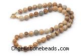 GMN7776 18 - 36 inches 8mm, 10mm round picture jasper beaded necklaces