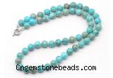 GMN7788 18 - 36 inches 8mm, 10mm round blue sea sediment jasper beaded necklaces