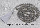 GMN780 Hand-knotted 8mm, 10mm labradorite 108 beads mala necklaces with tassel