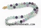 GMN7801 18 - 36 inches 8mm, 10mm round fluorite beaded necklaces