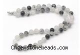 GMN7804 18 - 36 inches 8mm, 10mm round black rutilated quartz beaded necklaces