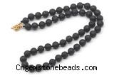 GMN7820 18 - 36 inches 8mm, 10mm round black lava beaded necklaces
