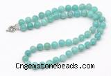 GMN7831 18 - 36 inches 8mm, 10mm round amazonite beaded necklaces