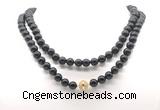 GMN8046 18 - 36 inches 8mm, 10mm black obsidian 54, 108 beads mala necklaces