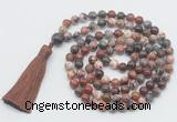 GMN817 Hand-knotted 8mm, 10mm brecciated jasper 108 beads mala necklace with tassel