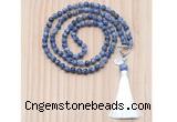 GMN8201 18 - 36 inches 8mm blue spot stone 54, 108 beads mala necklace with tassel