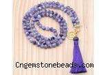 GMN8204 18 - 36 inches 8mm dogtooth amethyst 54, 108 beads mala necklace with tassel