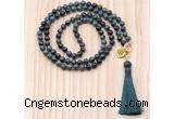 GMN8215 18 - 36 inches 8mm kambaba jasper 54, 108 beads mala necklace with tassel