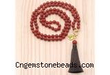 GMN8223 18 - 36 inches 8mm red agate 54, 108 beads mala necklace with tassel