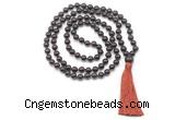 GMN8402 Hand-knotted 8mm, 10mm garnet 27, 54, 108 beads mala necklace with tassel