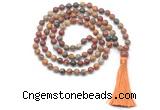 GMN8417 8mm, 10mm picasso jasper 27, 54, 108 beads mala necklace with tassel