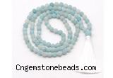 GMN8426 8mm, 10mm matte amazonite 27, 54, 108 beads mala necklace with tassel