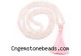 GMN8439 8mm, 10mm matte rose quartz 27, 54, 108 beads mala necklace with tassel