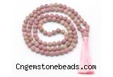 GMN8448 8mm, 10mm matte pink wooden jasper 27, 54, 108 beads mala necklace with tassel
