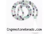 GMN8469 8mm, 10mm fluorite 27, 54, 108 beads mala necklace with tassel