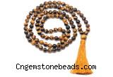 GMN8477 8mm, 10mm yellow tiger eye 27, 54, 108 beads mala necklace with tassel