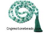 GMN8497 8mm, 10mm green banded agate 27, 54, 108 beads mala necklace with tassel