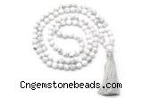 GMN8510 8mm, 10mm white howlite 27, 54, 108 beads mala necklace with tassel