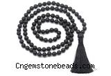 GMN8511 8mm, 10mm black lava 27, 54, 108 beads mala necklace with tassel