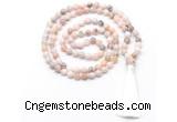 GMN8528 8mm, 10mm natural pink opal 27, 54, 108 beads mala necklace with tassel