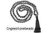 GMN8533 8mm, 10mm black labradorite 27, 54, 108 beads mala necklace with tassel