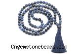 GMN8535 8mm, 10mm dumortierite 27, 54, 108 beads mala necklace with tassel