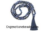 GMN8536 8mm, 10mm sodalite 27, 54, 108 beads mala necklace with tassel