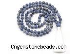 GMN8539 8mm, 10mm blue spot stone 27, 54, 108 beads mala necklace with tassel