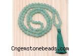 GMN8705 Hand-Knotted 8mm, 10mm Matte Green Aventurine 108 Beads Mala Necklace