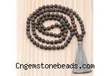 GMN8722 Hand-Knotted 8mm, 10mm Matte Bronzite 108 Beads Mala Necklace