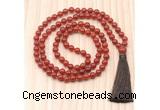 GMN8827 Hand-Knotted 8mm, 10mm Red Agate 108 Beads Mala Necklace