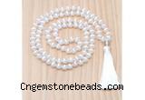 GMN8834 Hand-Knotted 8mm, 10mm Tibetan Agate 108 Beads Mala Necklace