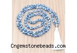 GMN8835 Hand-Knotted 8mm, 10mm Tibetan Agate 108 Beads Mala Necklace
