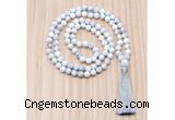 GMN8838 Hand-Knotted 8mm, 10mm White howlite 108 Beads Mala Necklace