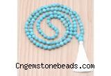 GMN8840 Hand-Knotted 8mm, 10mm Blue Howlite 108 Beads Mala Necklace