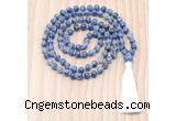 GMN8841 Hand-Knotted 8mm, 10mm Blue Spot Stone 108 Beads Mala Necklace