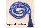 GMN8844 Hand-Knotted 8mm, 10mm Lapis Lazuli 108 Beads Mala Necklace