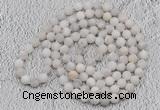 GMN904 Hand-knotted 8mm, 10mm matte white crazy agate 108 beads mala necklaces