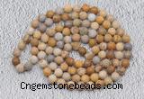 GMN907 Hand-knotted 8mm, 10mm matte fossil coral 108 beads mala necklaces