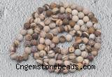 GMN909 Hand-knotted 8mm, 10mm matte brown zebra jasper 108 beads mala necklaces