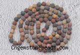 GMN910 Hand-knotted 8mm, 10mm matte picasso jasper 108 beads mala necklaces