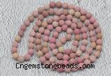 GMN913 Hand-knotted 8mm, 10mm matte pink fossil jasper 108 beads mala necklaces