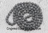 GMN917 Hand-knotted 8mm, 10mm matte black labradorite 108 beads mala necklaces