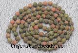 GMN920 Hand-knotted 8mm, 10mm matte unakite 108 beads mala necklaces